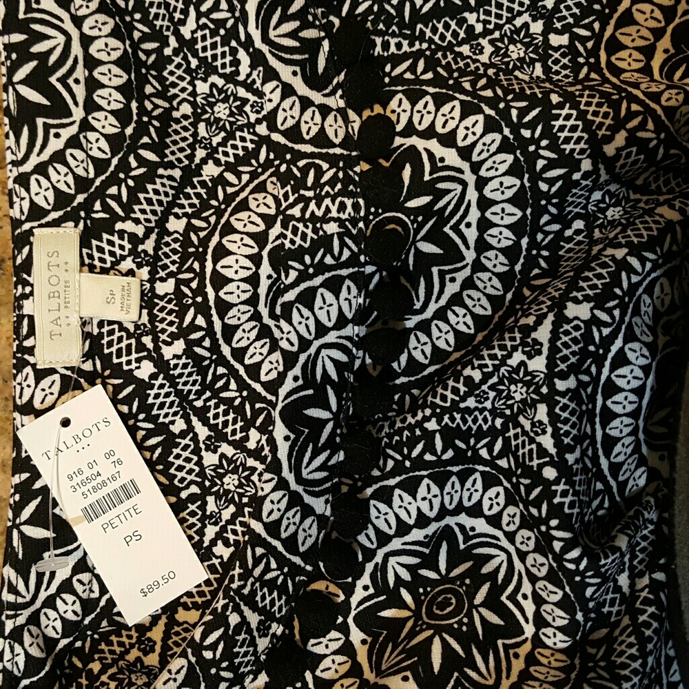 🎉 Talbots black white medallion pom-pom dress PS - Picture 7 of 8